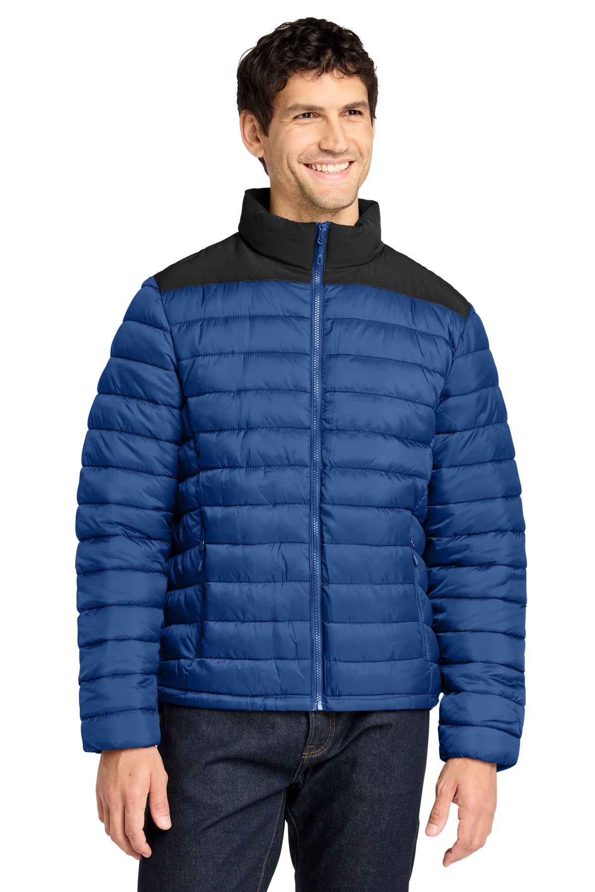 Port Authority Horizon Puffy Jacket J364 in True Blue/ Deep Black