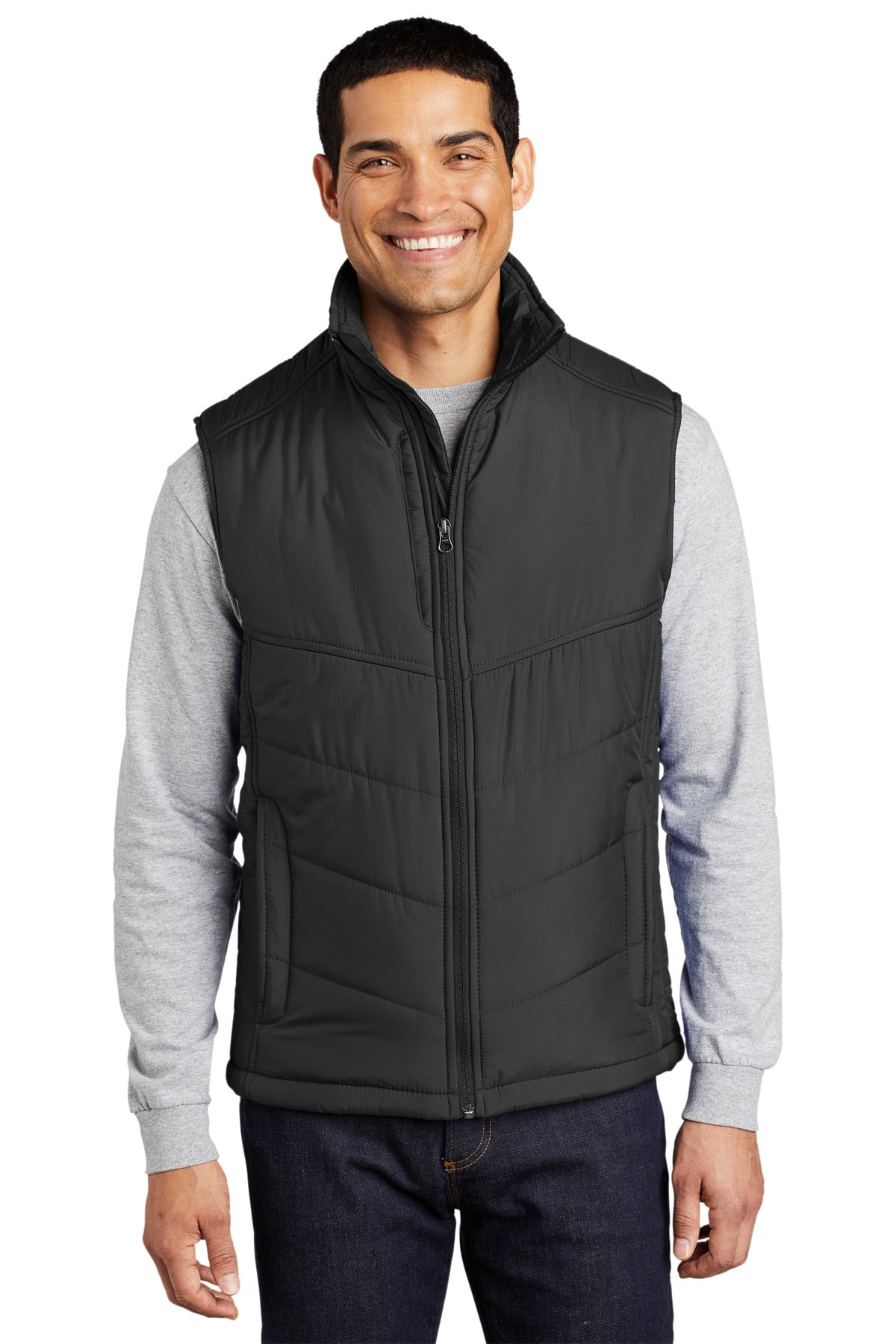 Port Authority Puffy Vest. J709 in Black/ Black