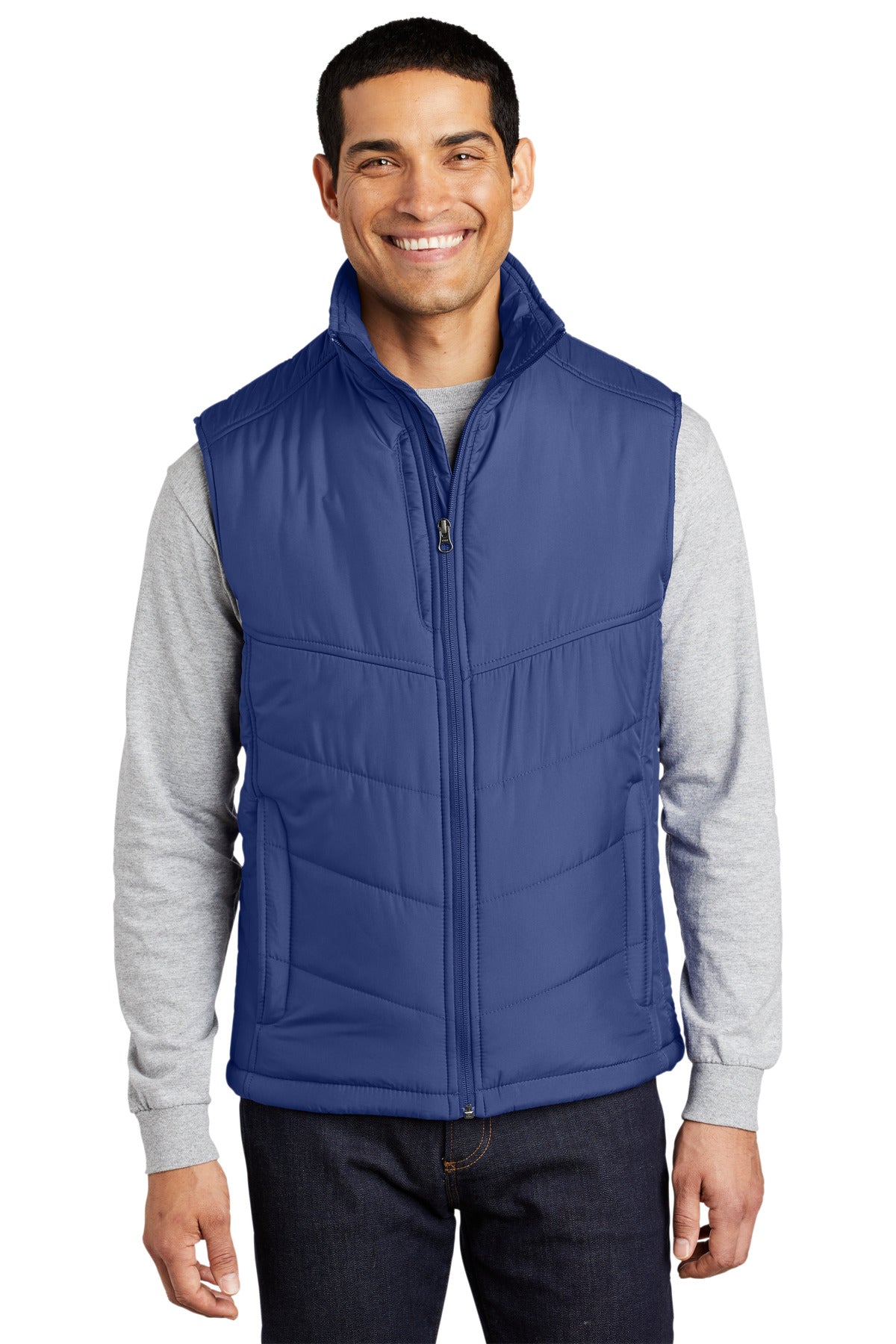 Port Authority Puffy Vest. J709 in Mediterranean Blue/ Black