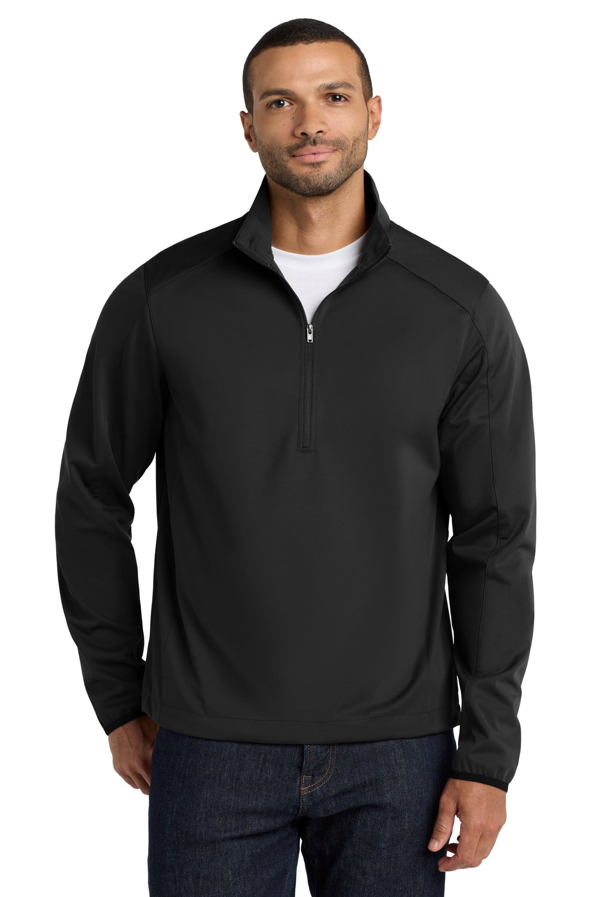 Port Authority Active 1/2-Zip Soft Shell Jacket. J716 in Deep Black