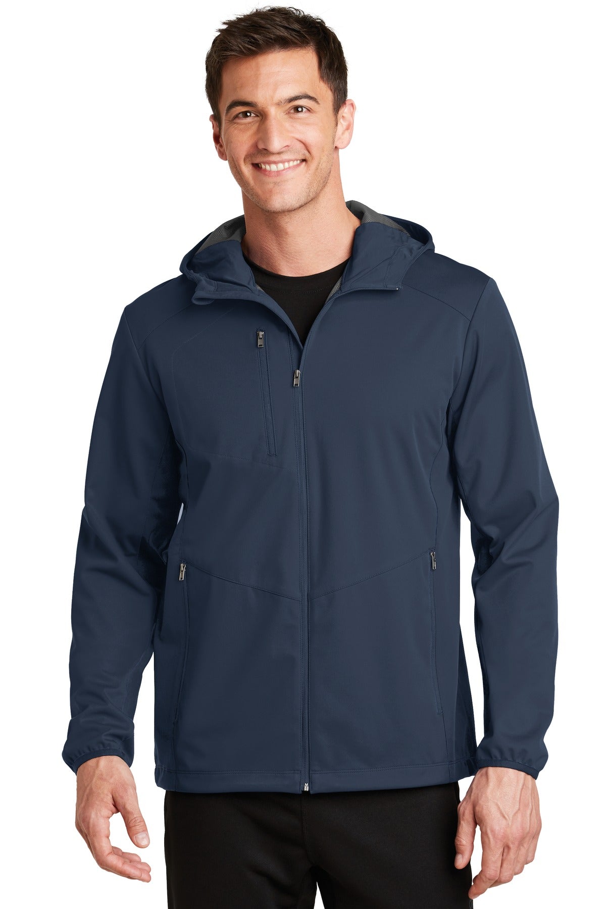 Port Authority Active Hooded Soft Shell Jacket. J719 in Dress Blue Navy