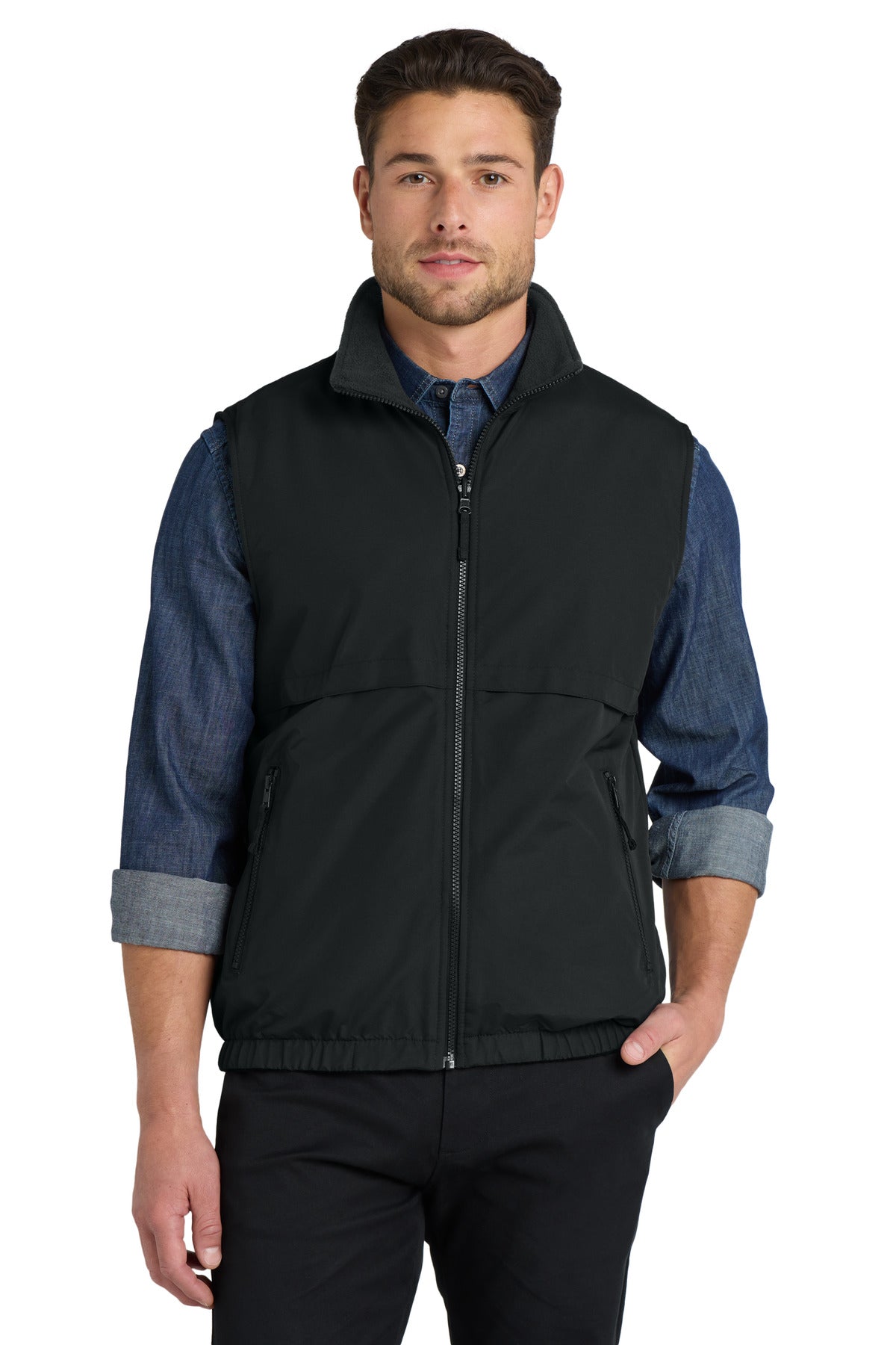 Port Authority Reversible Charger Vest. J7490 in True Black