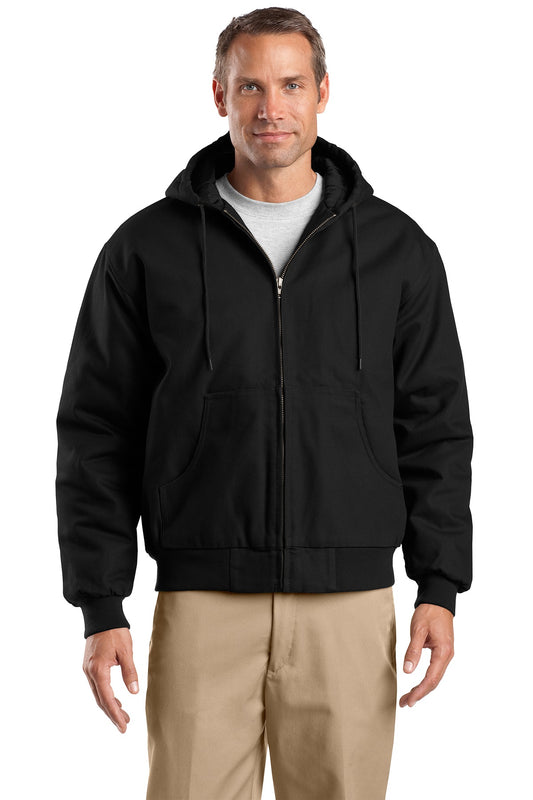 CornerStone Tall Duck Cloth Hooded Work Jacket. TLJ763H in Black