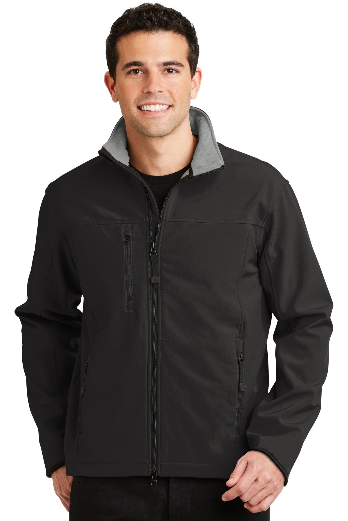Port Authority Glacier Soft Shell Jacket.  J790 in Black/ Chrome
