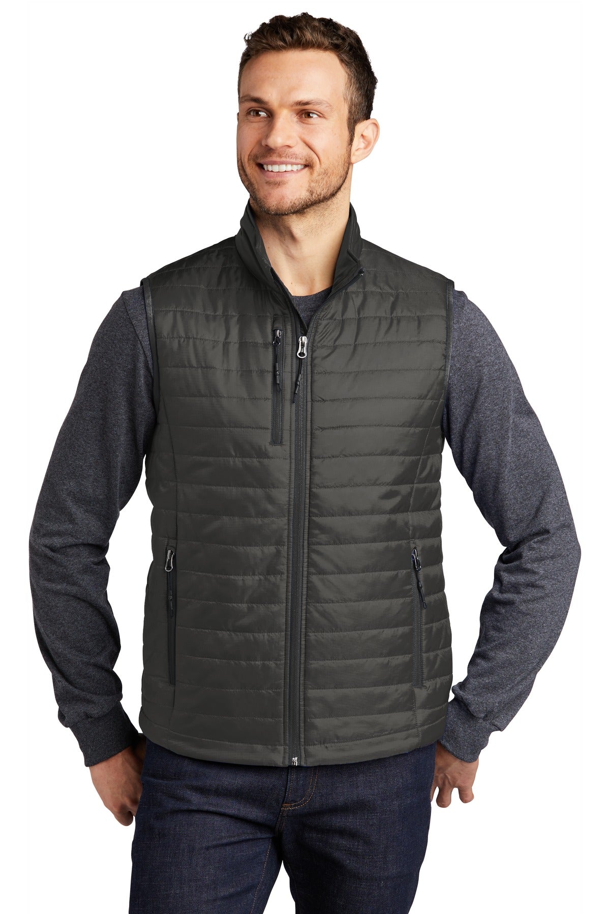 Port Authority  Packable Puffy Vest J851 in Sterling Grey/ Graphite