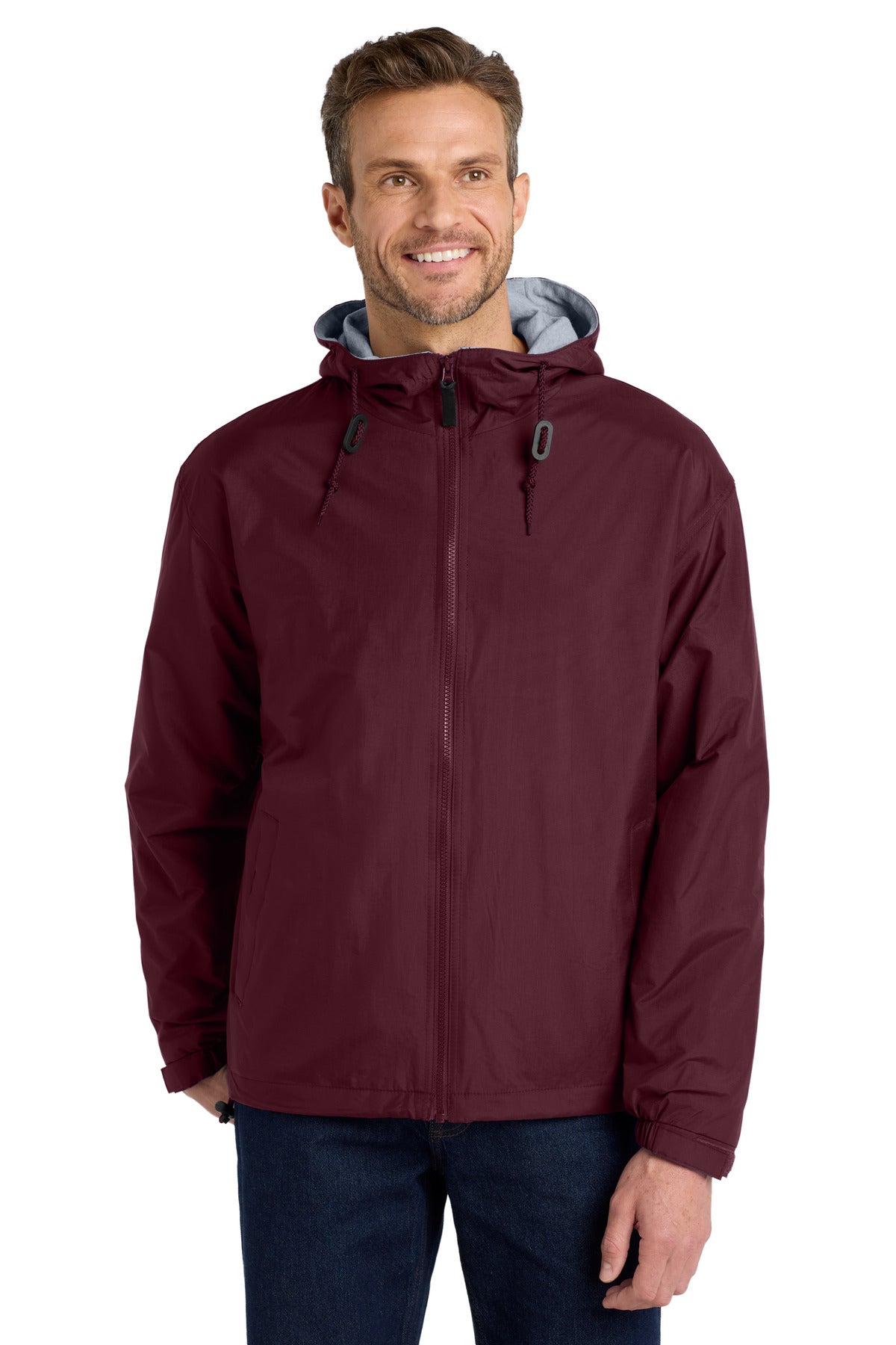 Port Authority Team Jacket.  JP56 in Maroon/ Light Oxford