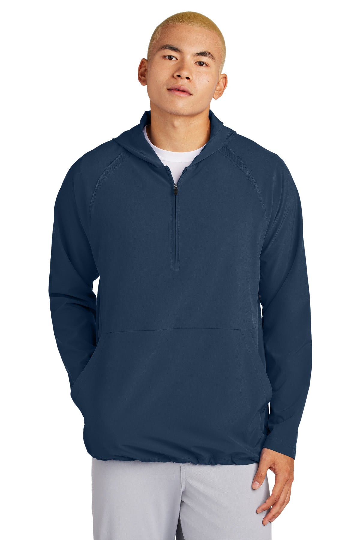 Sport-Tek Repeat 1/2-Zip Long Sleeve Hooded Jacket JST488 in True Navy