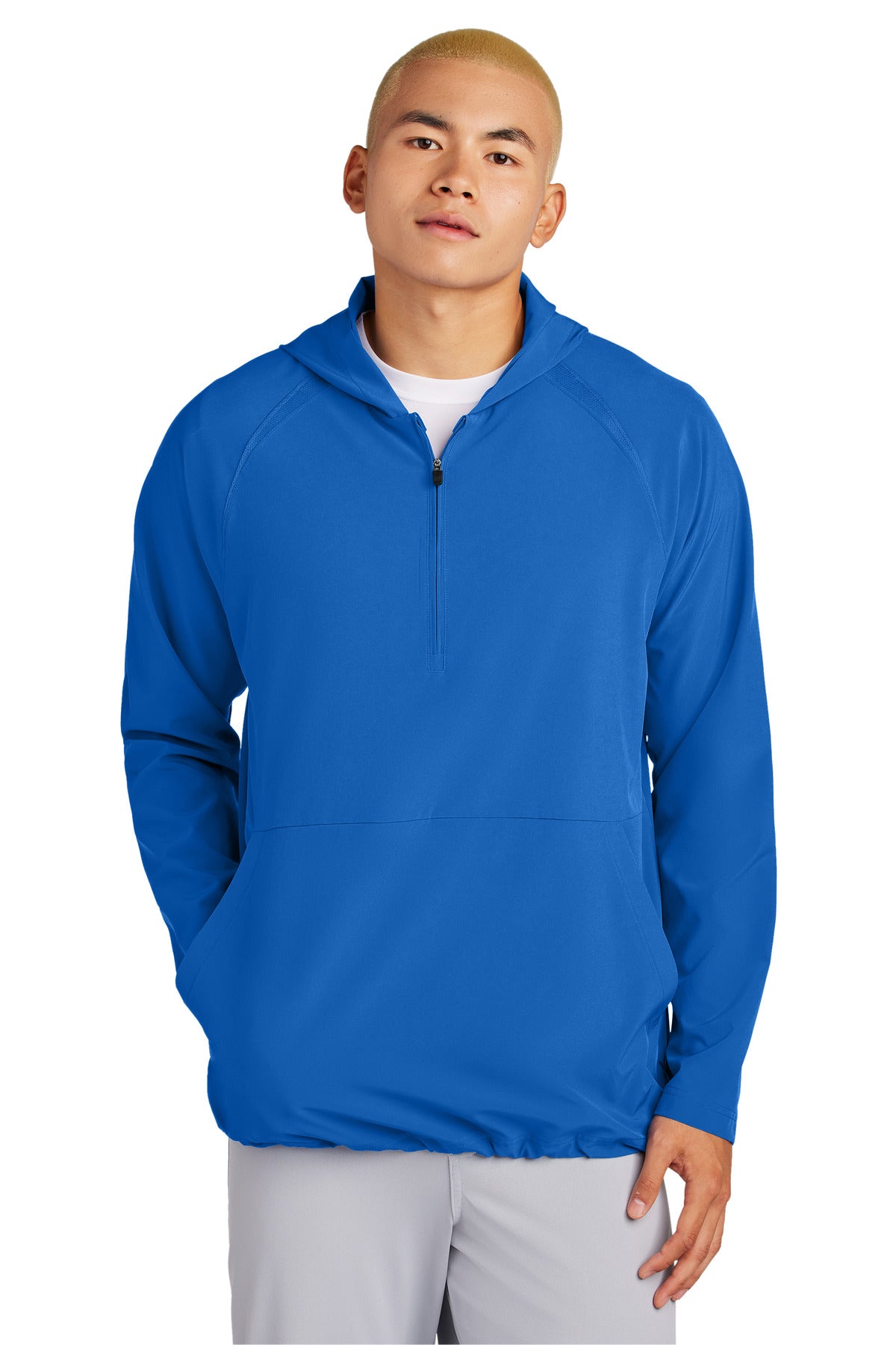 Sport-Tek Repeat 1/2-Zip Long Sleeve Hooded Jacket JST488 in True Royal