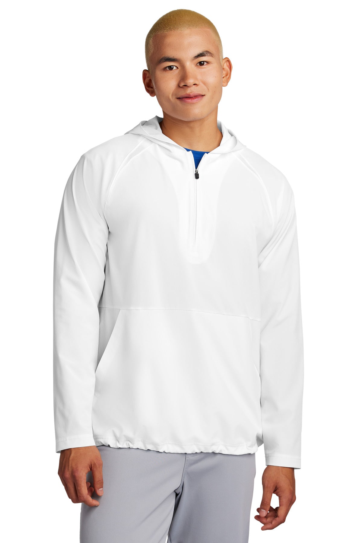Sport-Tek Repeat 1/2-Zip Long Sleeve Hooded Jacket JST488 in White