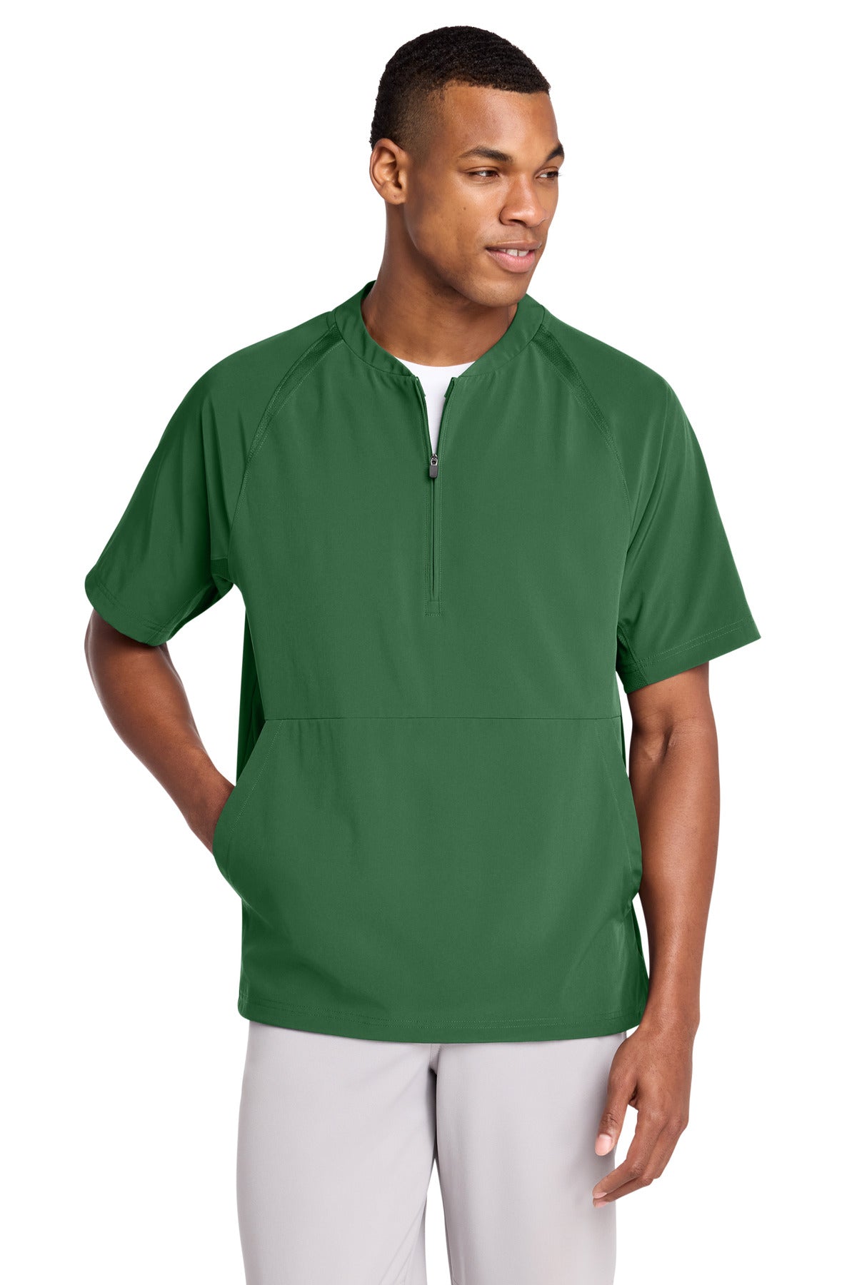 Sport-Tek Repeat 1/2-Zip Short Sleeve Jacket JST489 in Forest Green