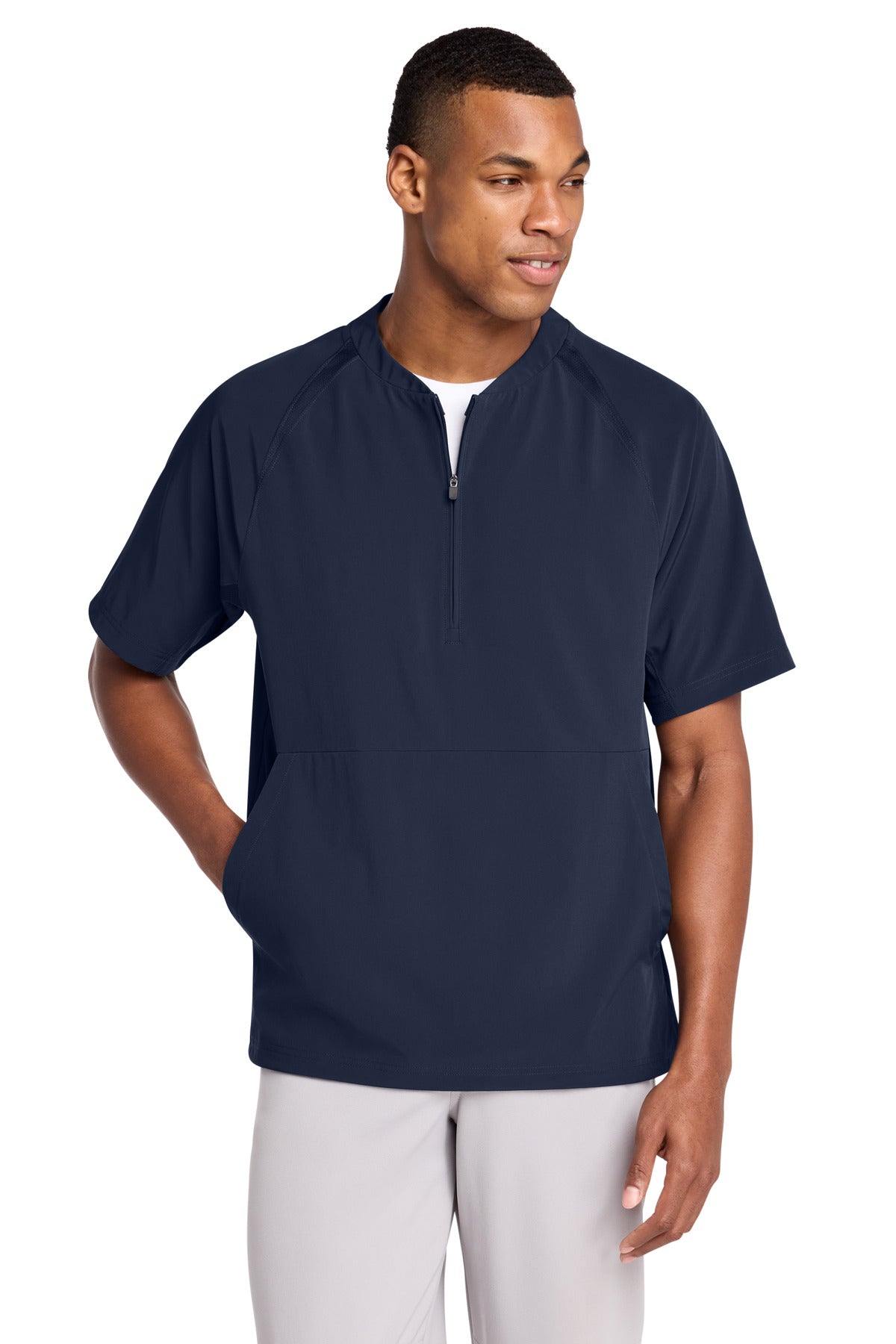 Sport-Tek Repeat 1/2-Zip Short Sleeve Jacket JST489 in True Navy