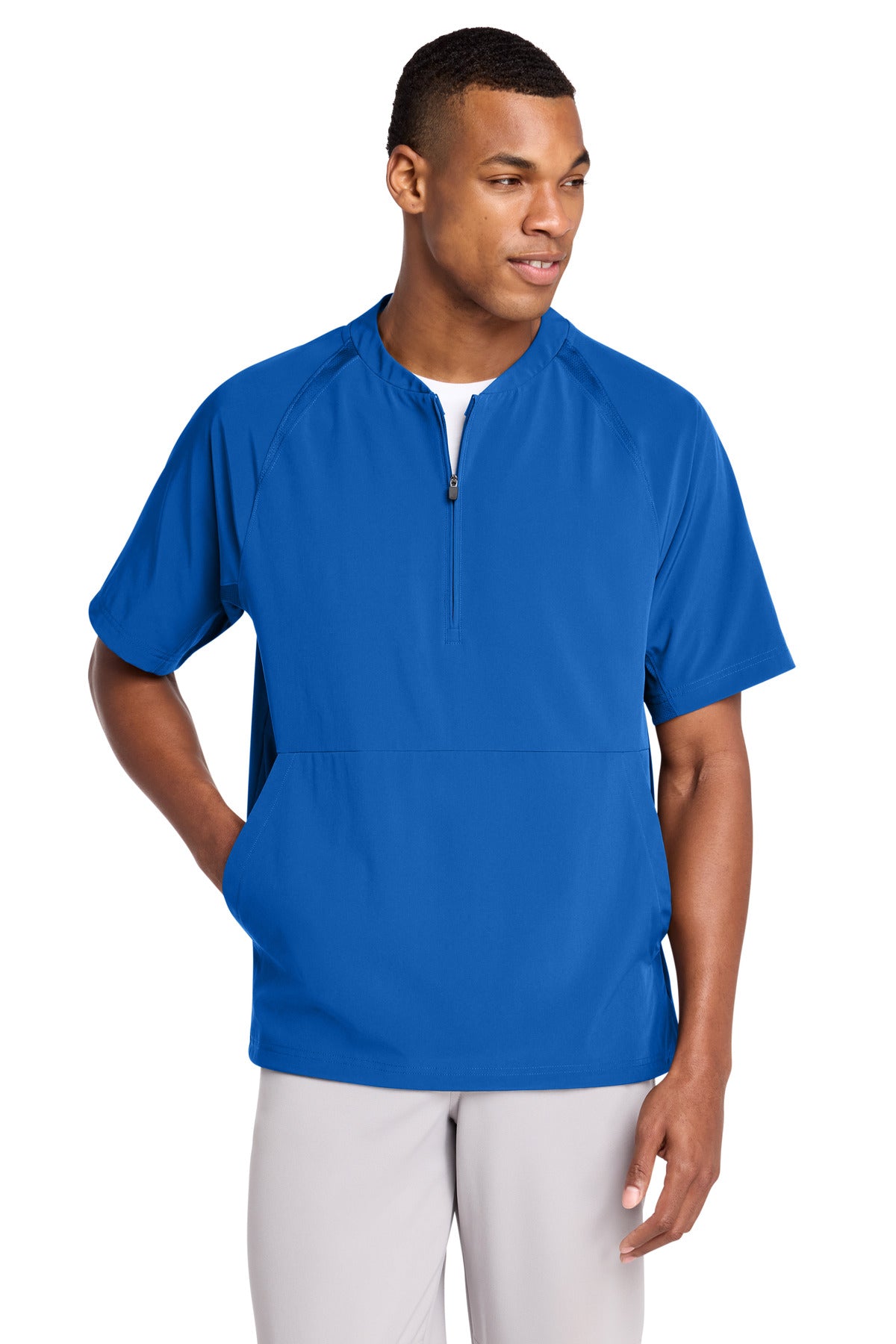 Sport-Tek Repeat 1/2-Zip Short Sleeve Jacket JST489 in True Royal