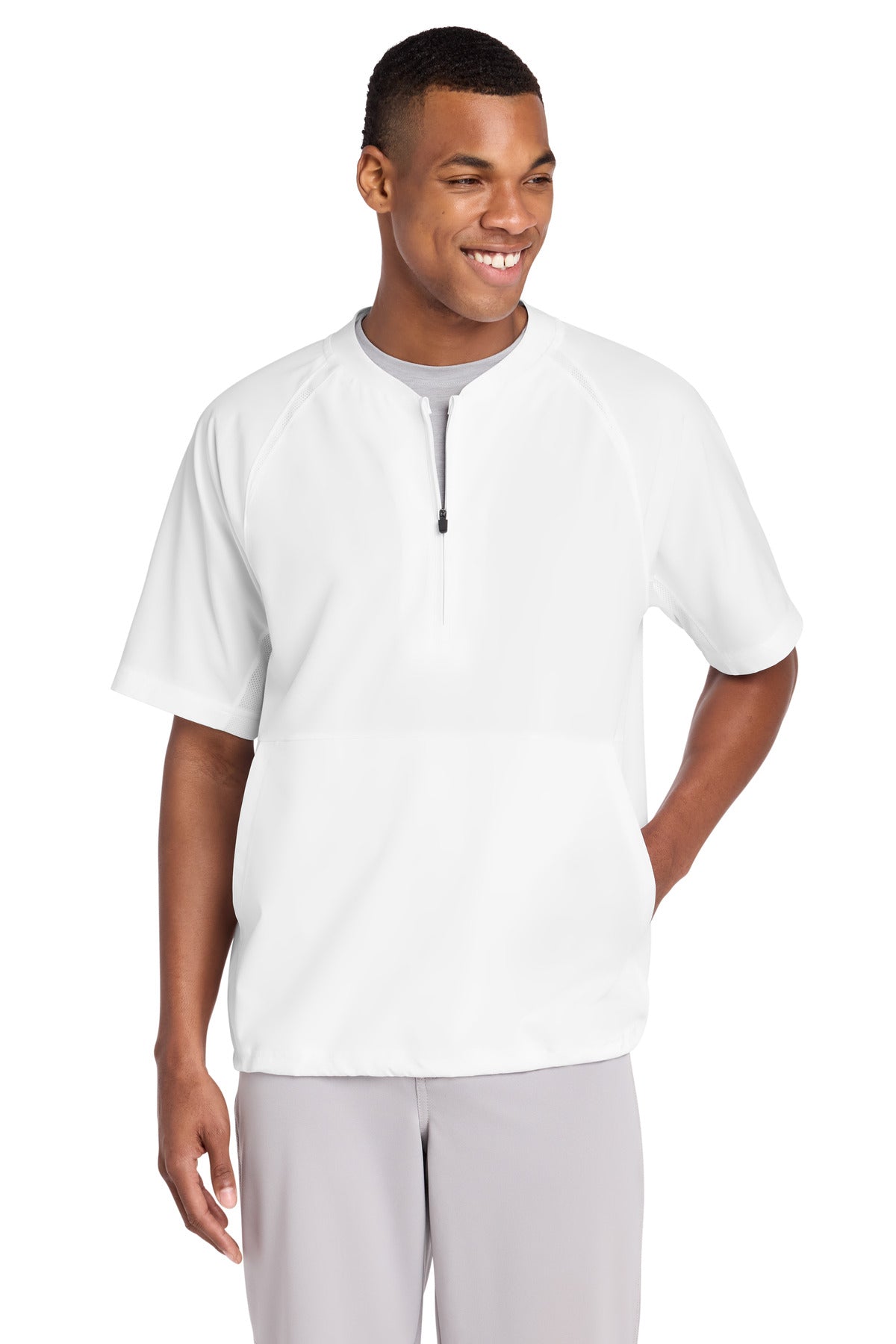 Sport-Tek Repeat 1/2-Zip Short Sleeve Jacket JST489 in White