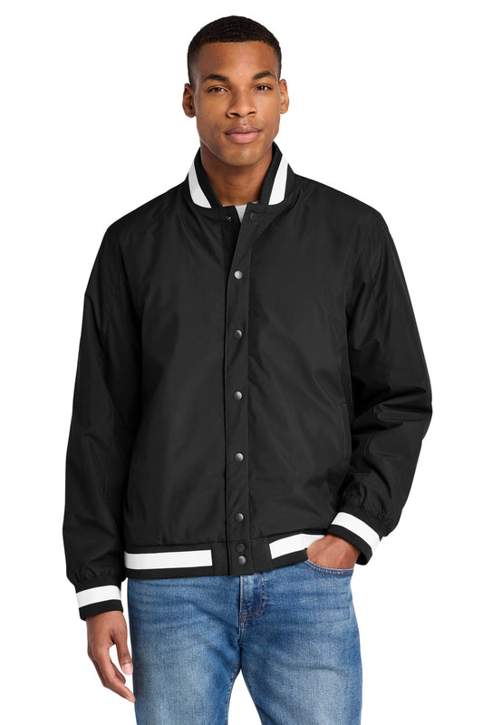 Sport-Tek Insulated Varsity Jacket JST58 in Black
