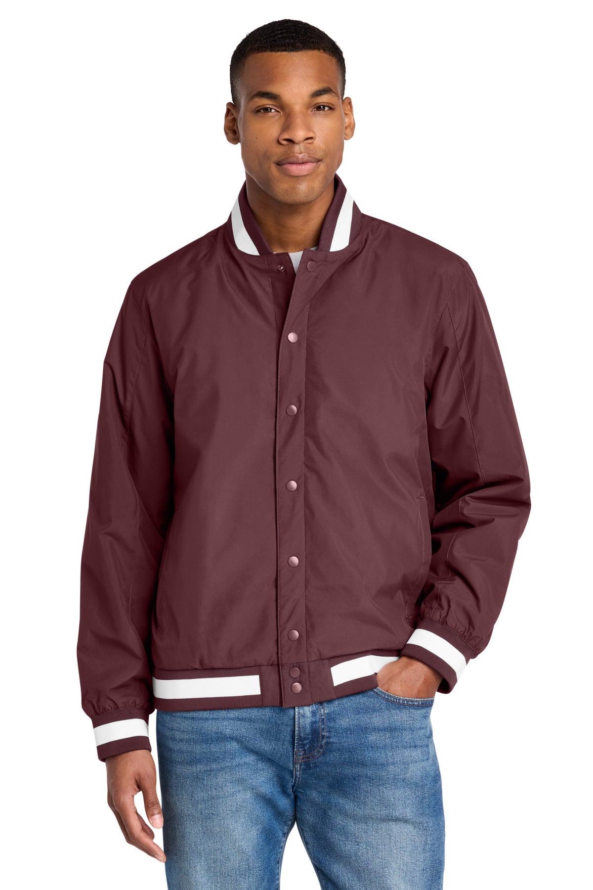 Sport-Tek Insulated Varsity Jacket JST58 in Maroon