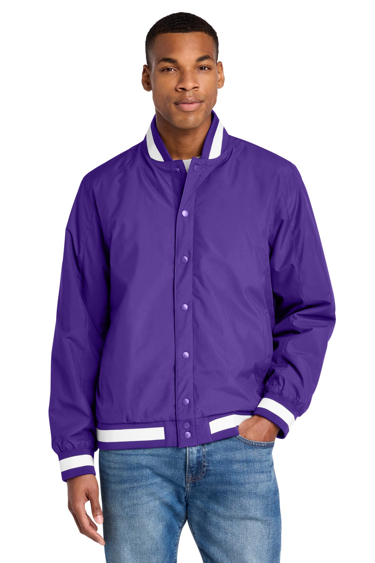 Sport-Tek Insulated Varsity Jacket JST58 in Purple