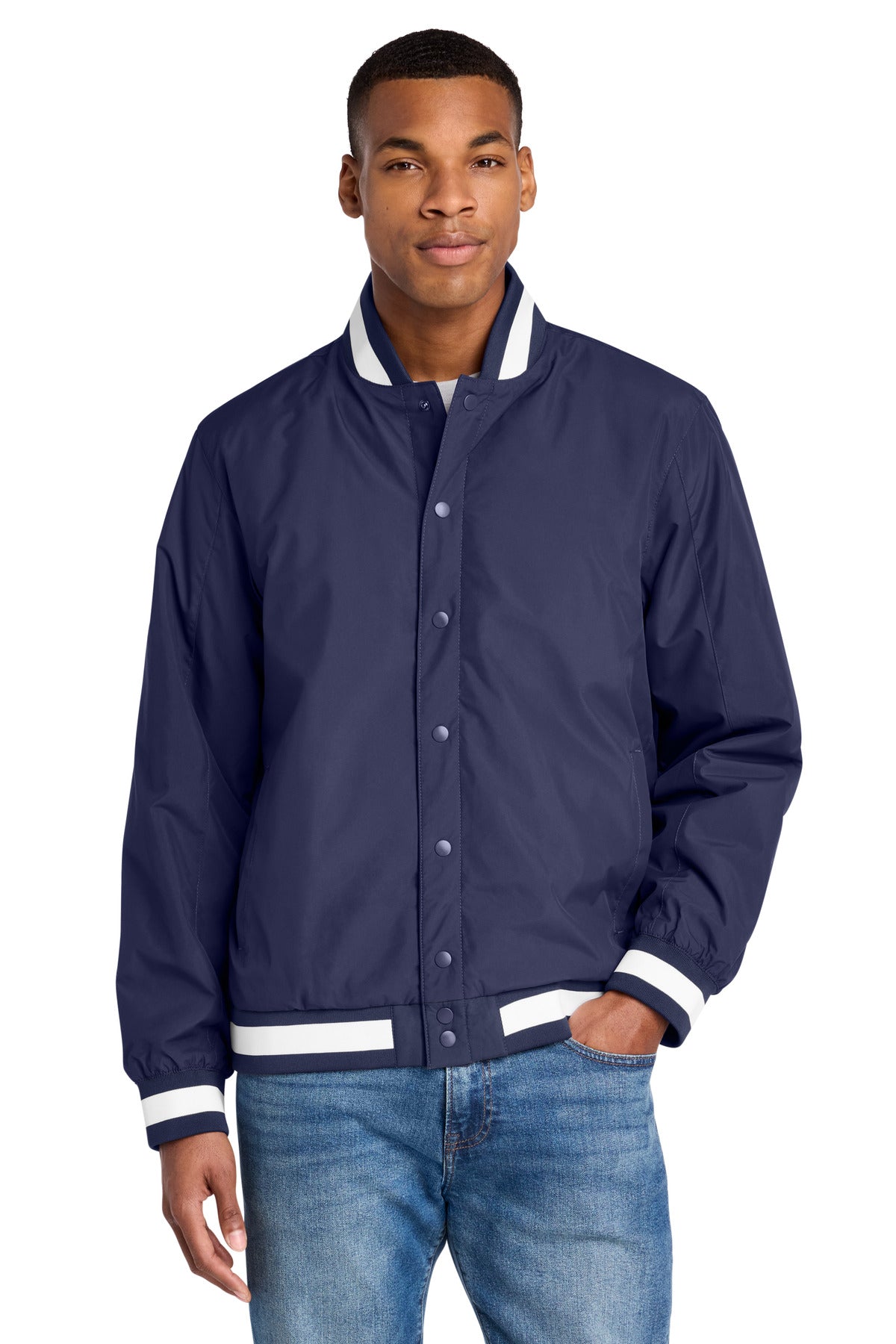 Sport-Tek Insulated Varsity Jacket JST58 in True Navy