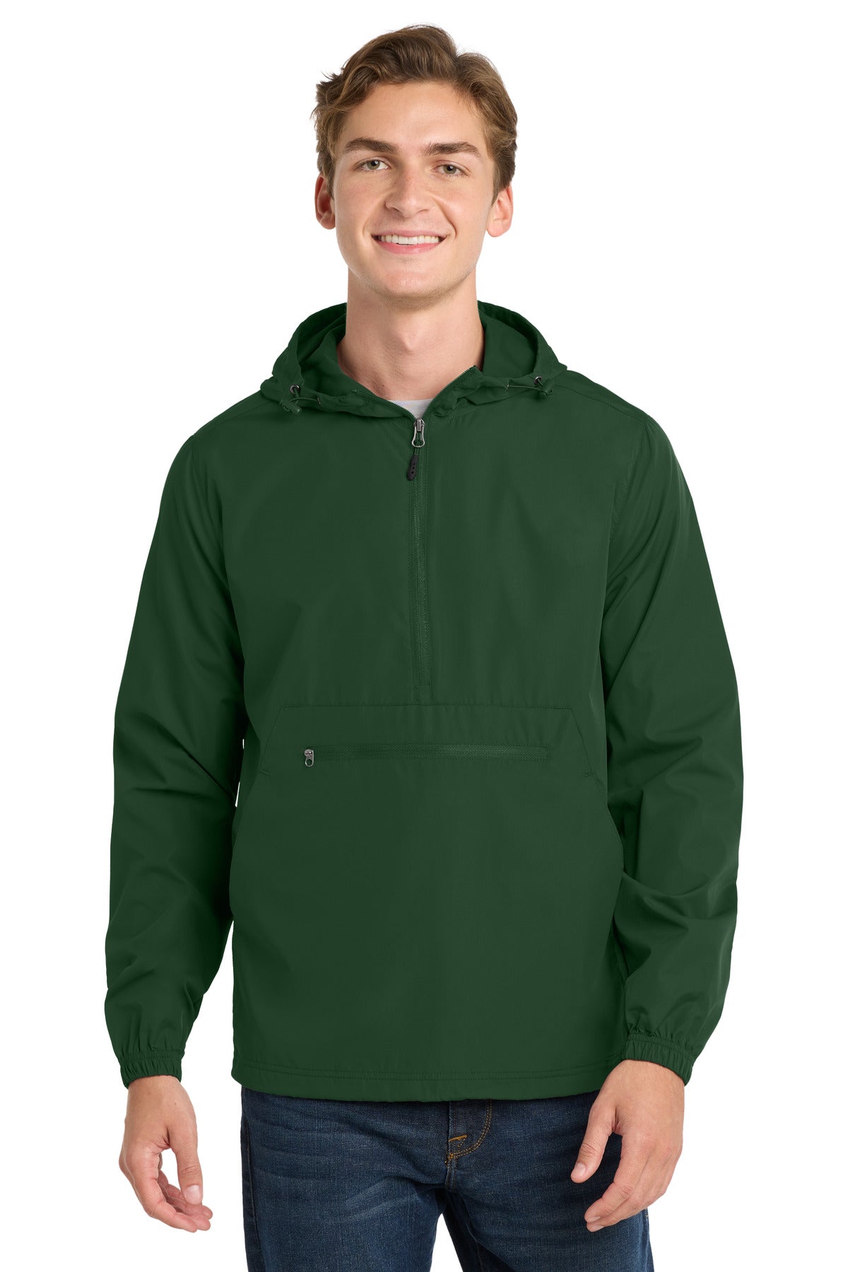Sport-Tek  Packable Anorak. JST66 in Forest Green