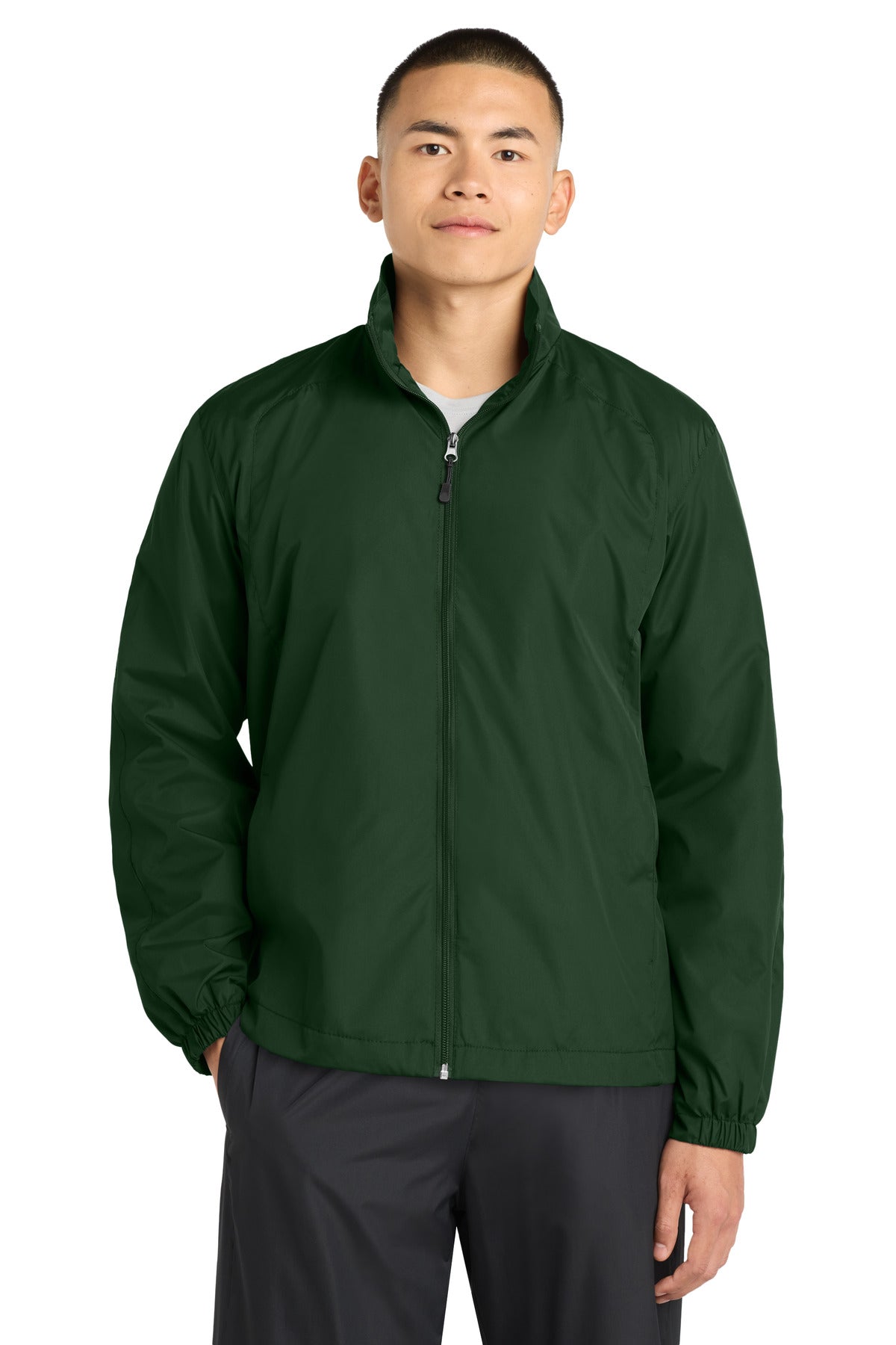 Sport-Tek Full-Zip Wind Jacket. JST70 in Forest Green