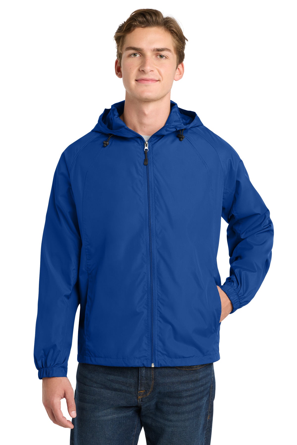 Sport-Tek Hooded Raglan Jacket. JST73 in True Royal