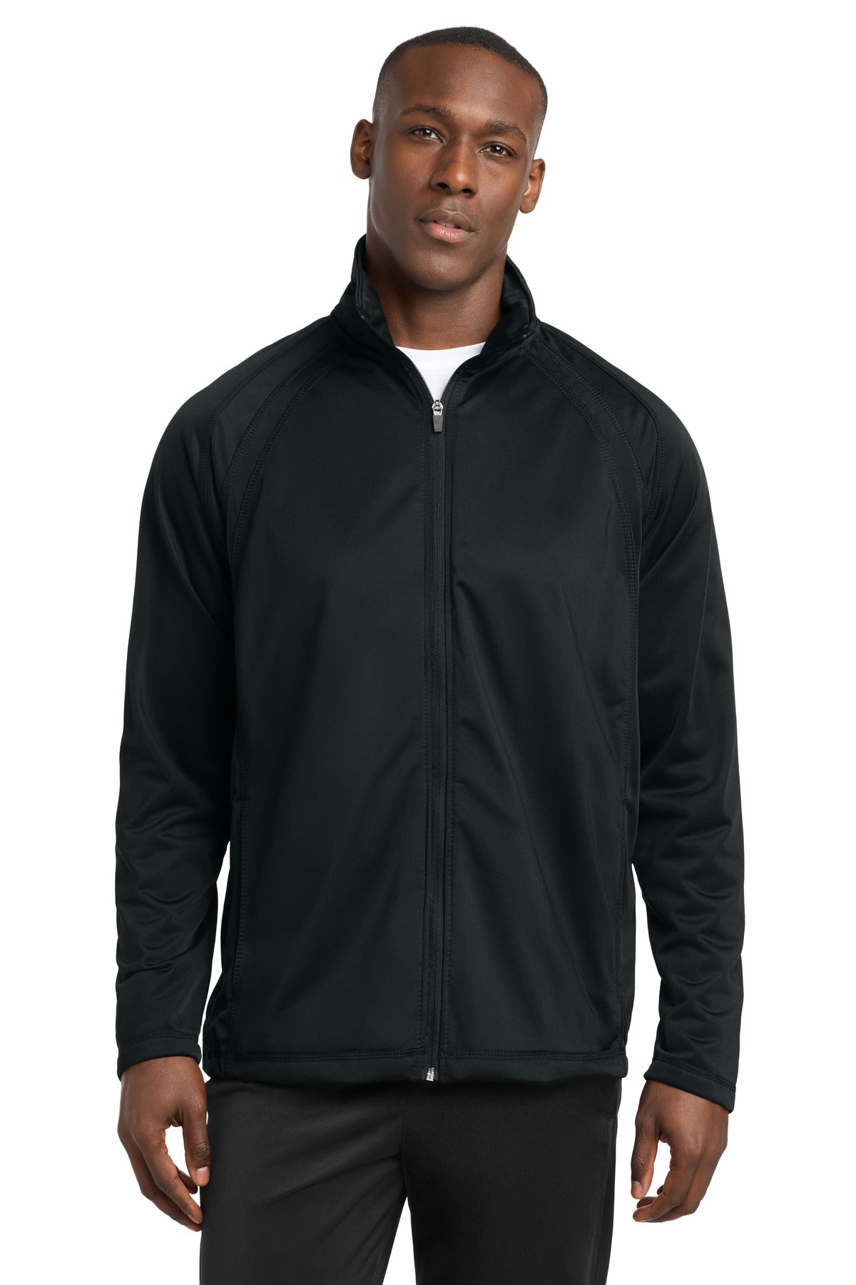 Sport-Tek Tricot Track Jacket. JST90 in Black/ Black