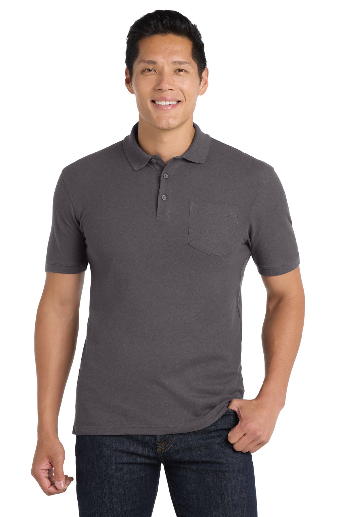 Port Authority Core Classic Pique Pocket Polo. K100P in Graphite