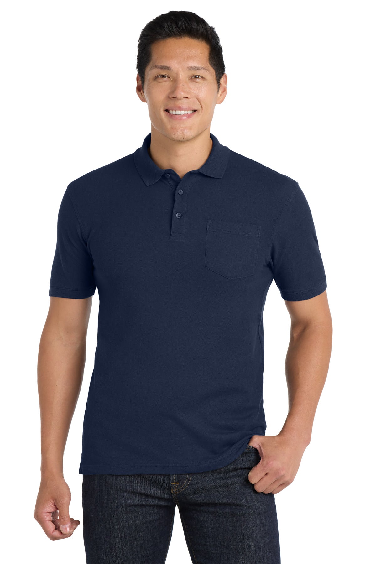 Port Authority Core Classic Pique Pocket Polo. K100P in River Blue Navy