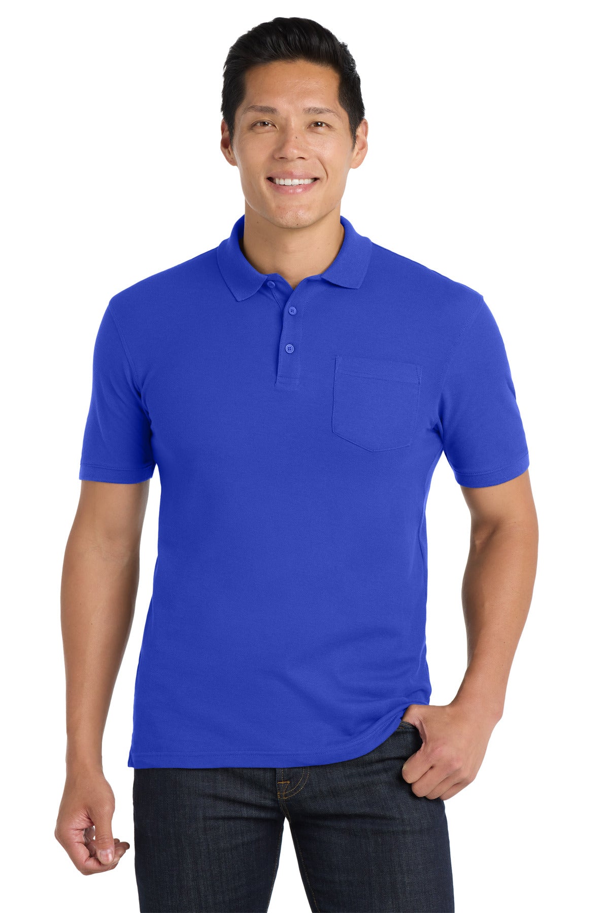 Port Authority Core Classic Pique Pocket Polo. K100P in True Royal