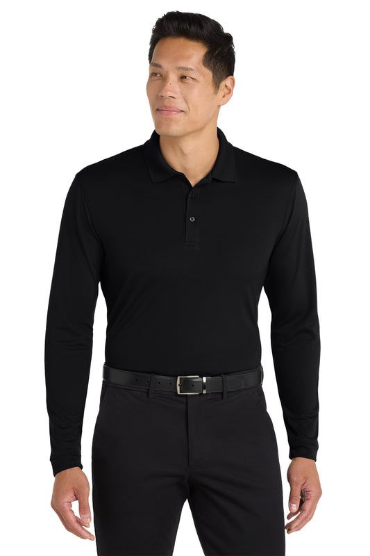Port Authority  Dry Zone  UV Micro-Mesh Long Sleeve Polo K110LS in Deep Black