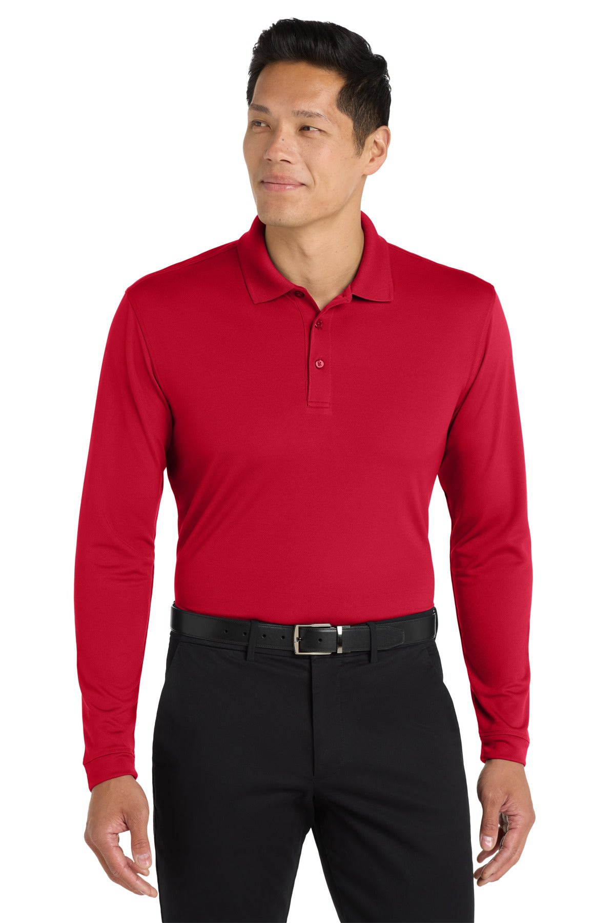 Port Authority  Dry Zone  UV Micro-Mesh Long Sleeve Polo K110LS in Rich Red