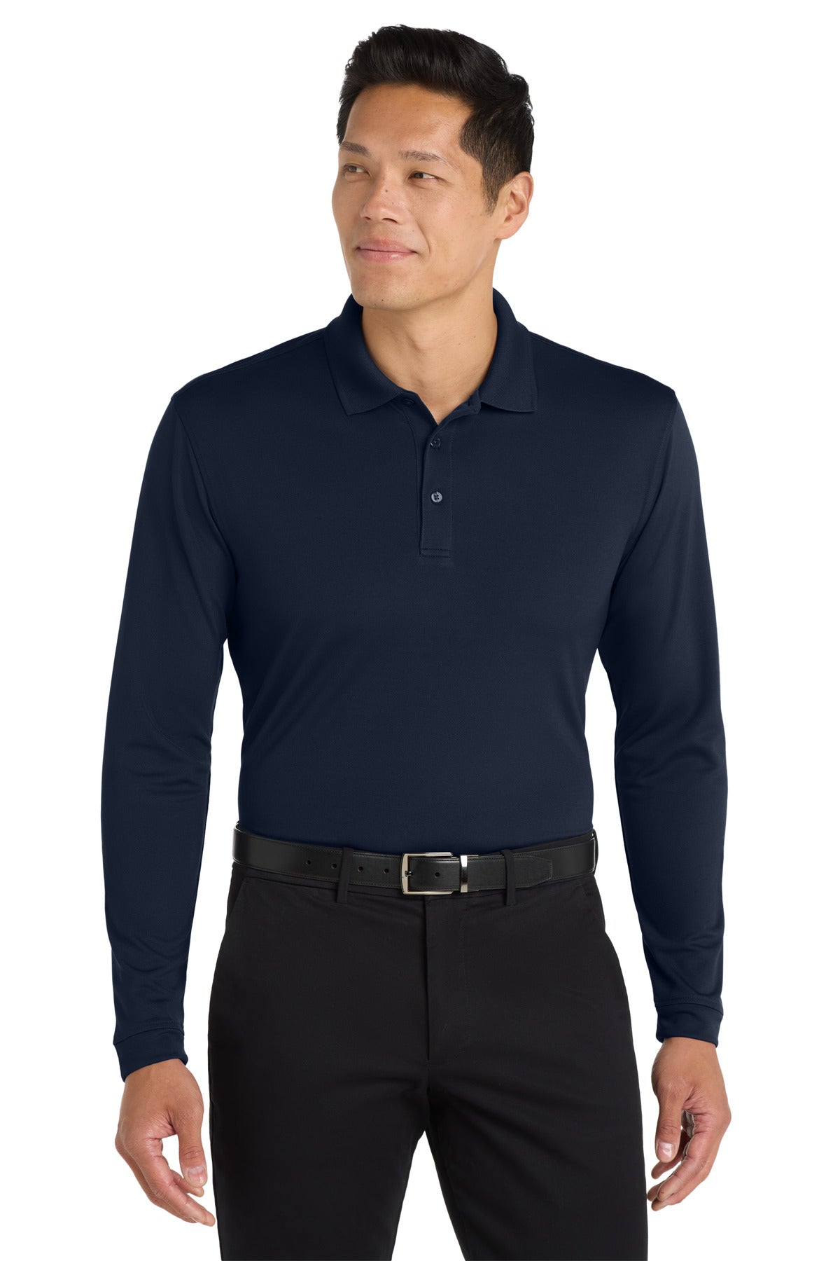 Port Authority  Dry Zone  UV Micro-Mesh Long Sleeve Polo K110LS in River Blue Navy