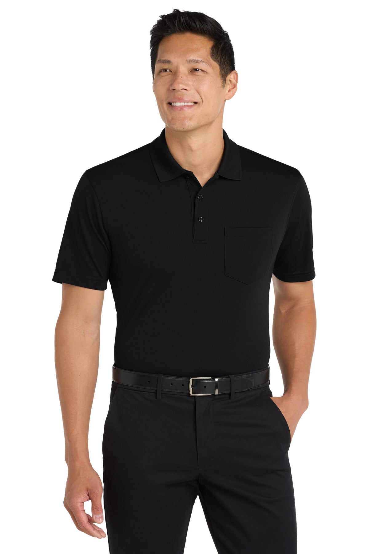 Port Authority Dry Zone UV Micro-Mesh Pocket Polo. K110P in Deep Black