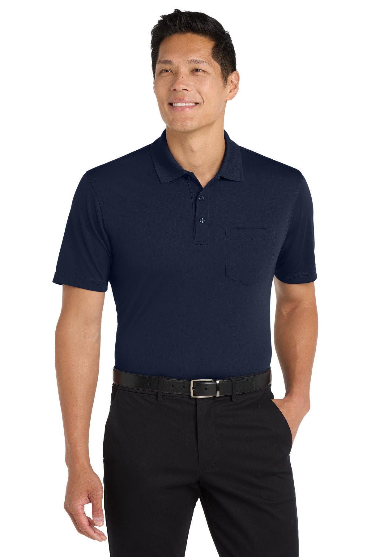 Port Authority Dry Zone UV Micro-Mesh Pocket Polo. K110P in River Blue Navy