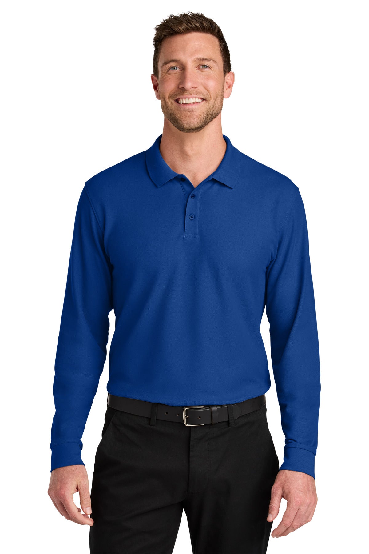 Port Authority Wearever Signature Pique Long Sleeve Polo K200LS in True Royal