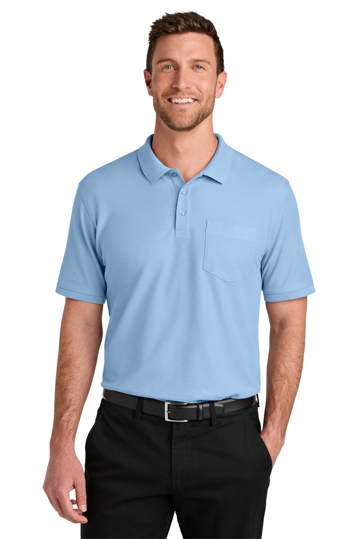 Port Authority Wearever Signature Pique Pocket Polo K200P in Cloud Blue