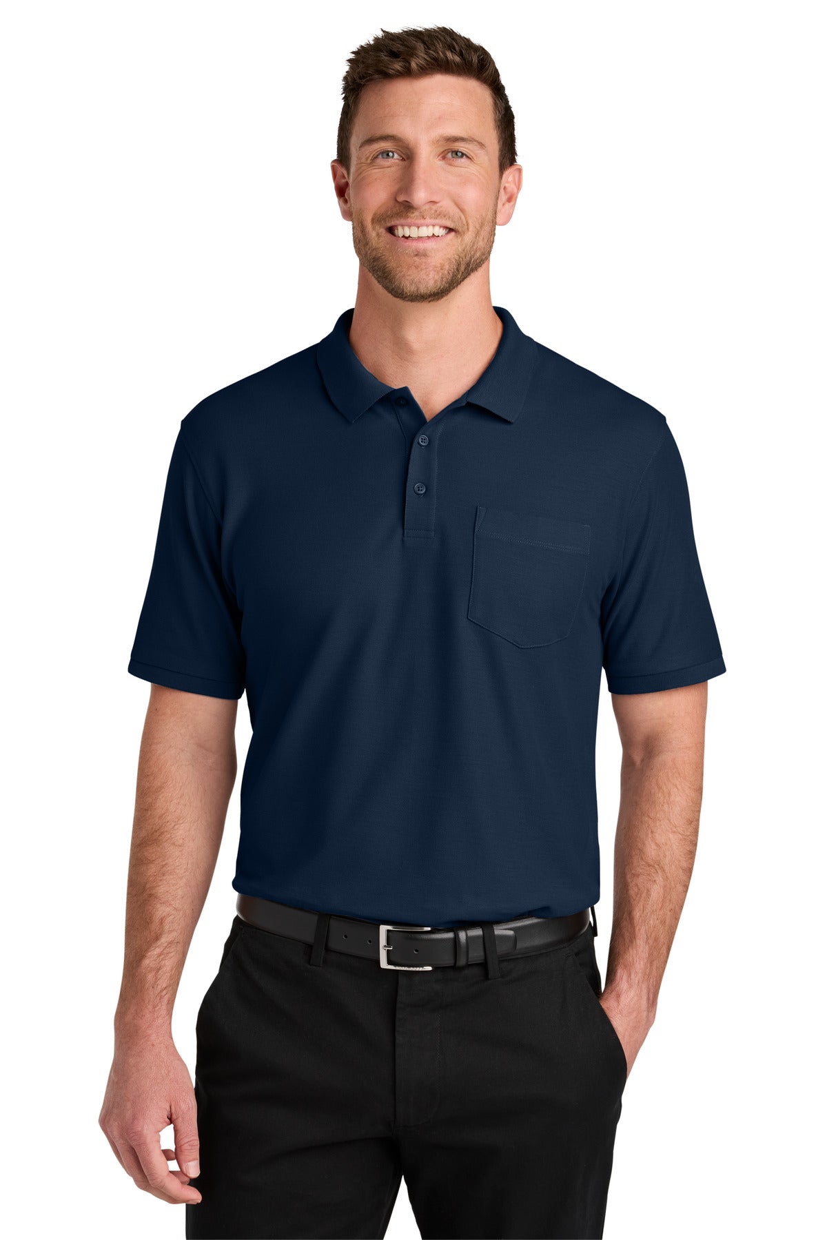 Port Authority Wearever Signature Pique Pocket Polo K200P in River Blue Navy