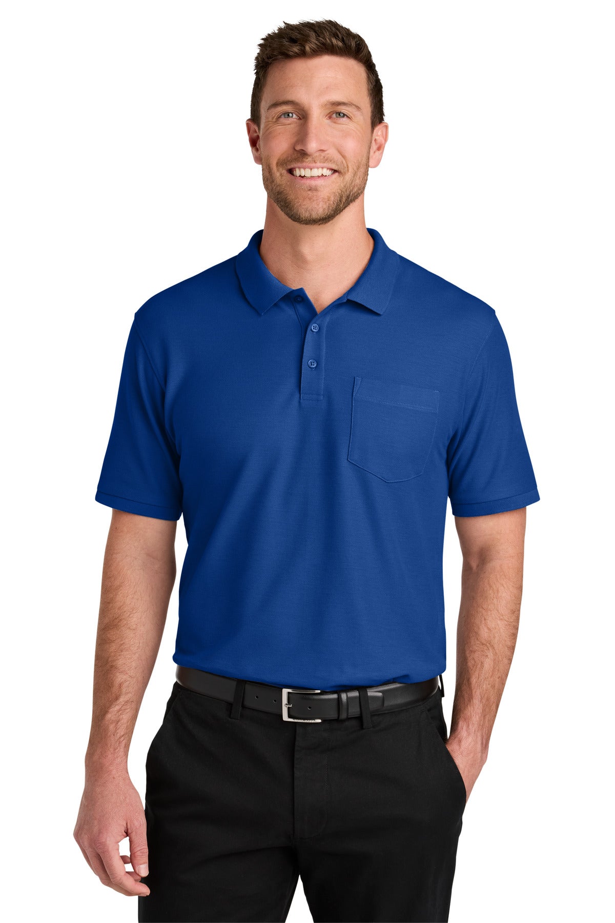 Port Authority Wearever Signature Pique Pocket Polo K200P in True Royal