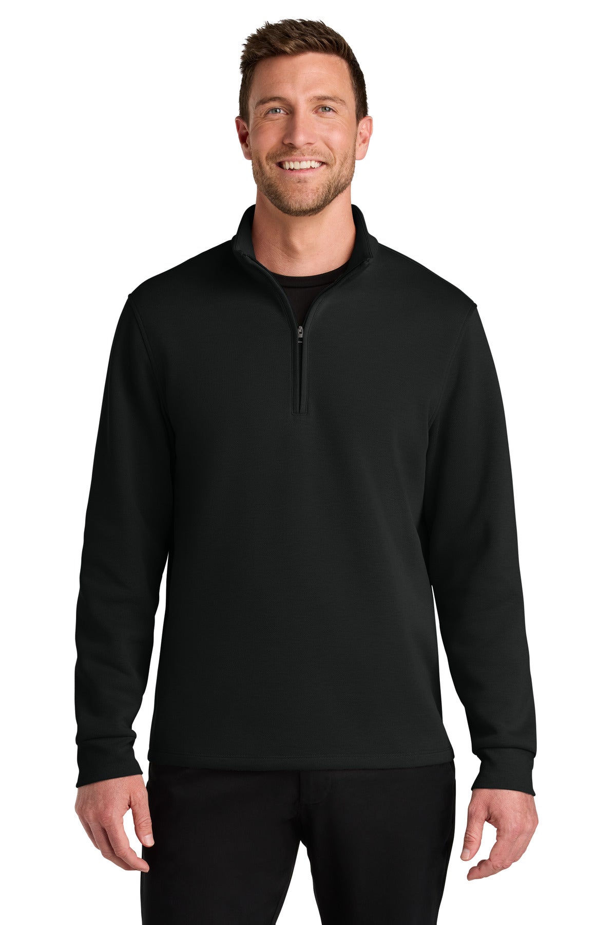 Port Authority Wearever Signature Double Pique 1/4-Zip K210 in Deep Black