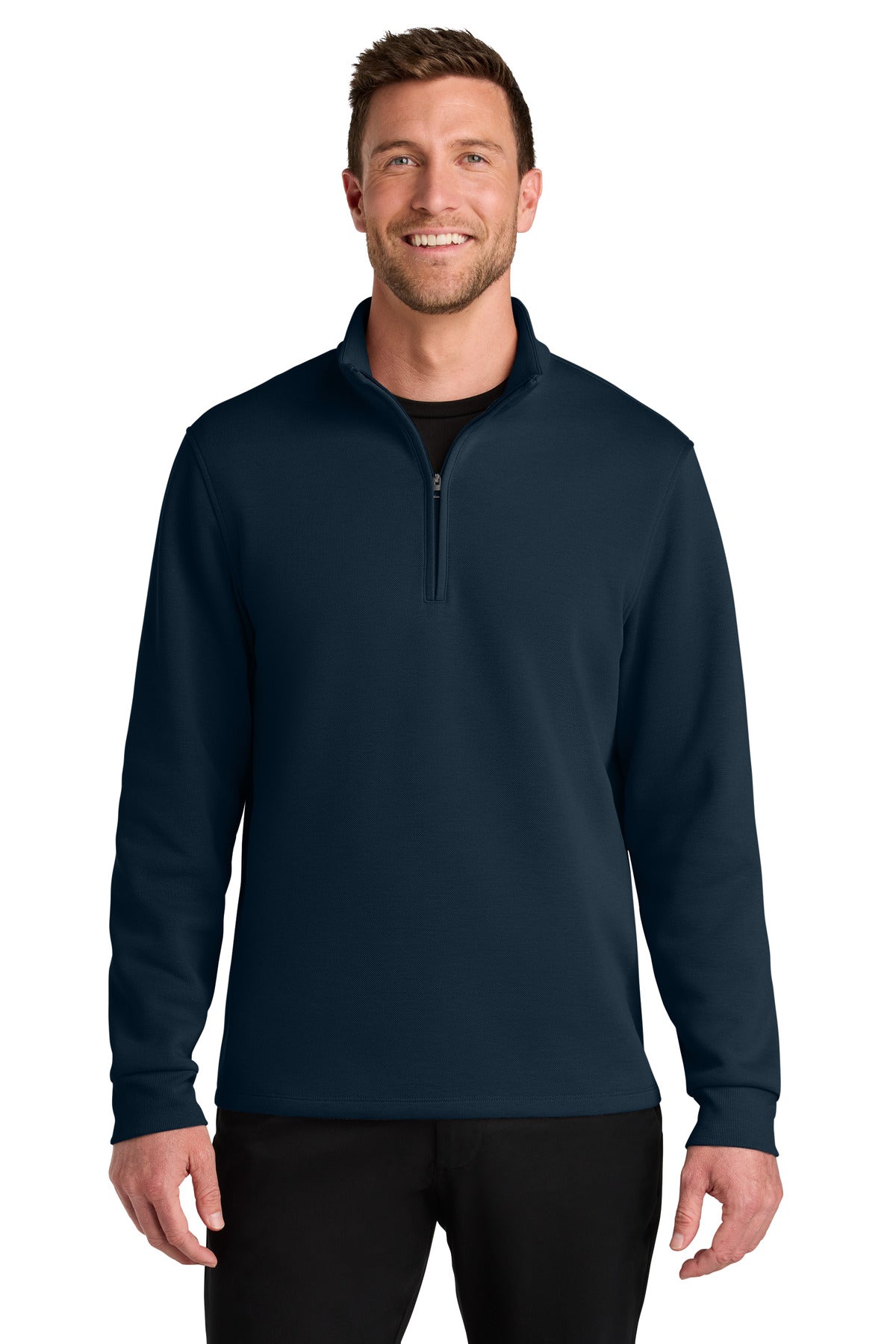 Port Authority Wearever Signature Double Pique 1/4-Zip K210 in River Blue Navy