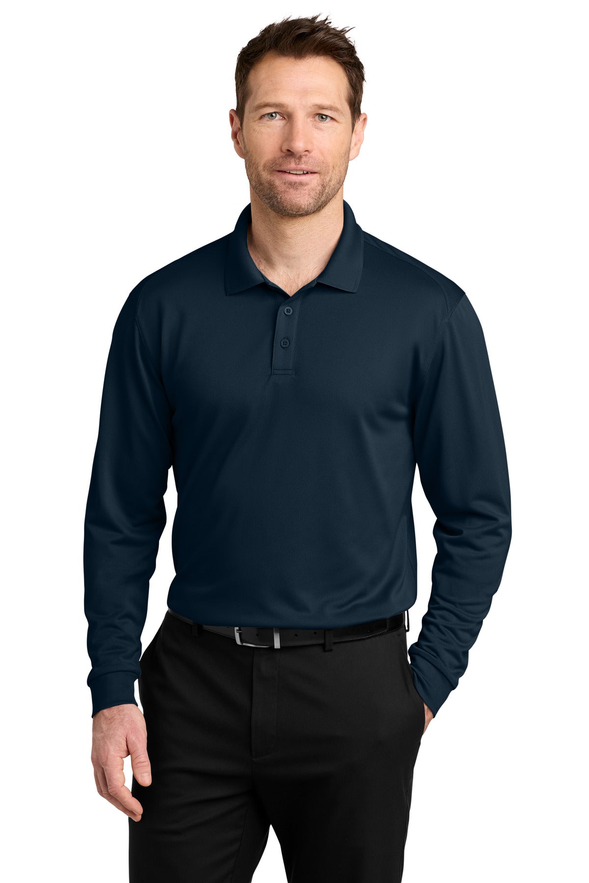 Port Authority Wearever Performance Pique Long Sleeve Polo K240LS in River Blue Navy