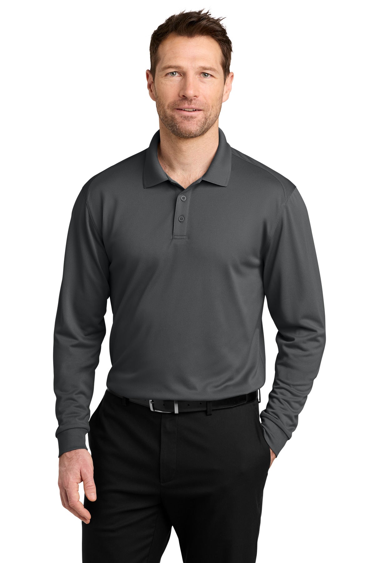 Port Authority Wearever Performance Pique Long Sleeve Polo K240LS in Storm Grey