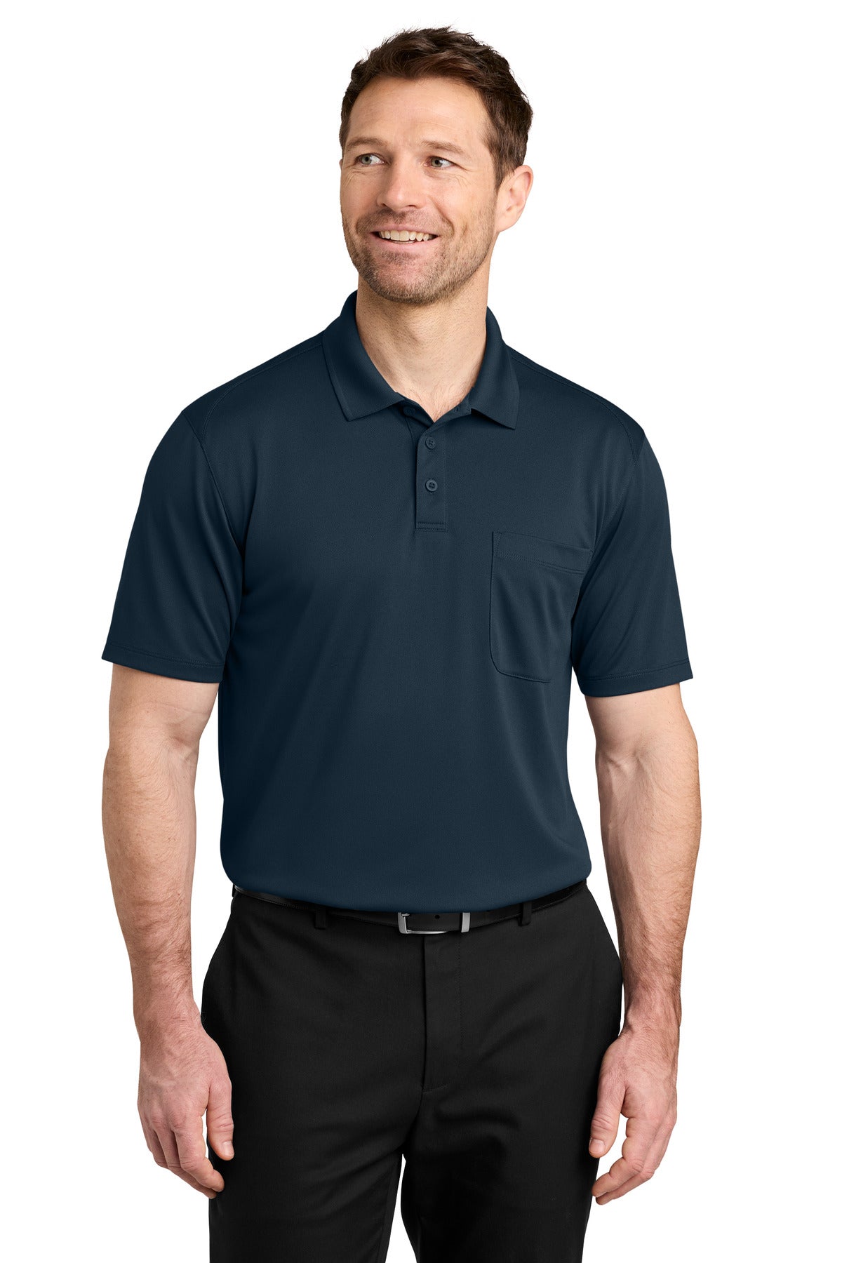 Port Authority Wearever Performance Pique Pocket Polo K240P in River Blue Navy