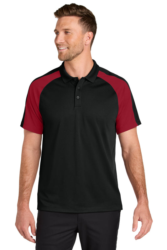 Port Authority Wearever Performance Pique Colorblock Polo K247 in Deep Black/ Rich Red
