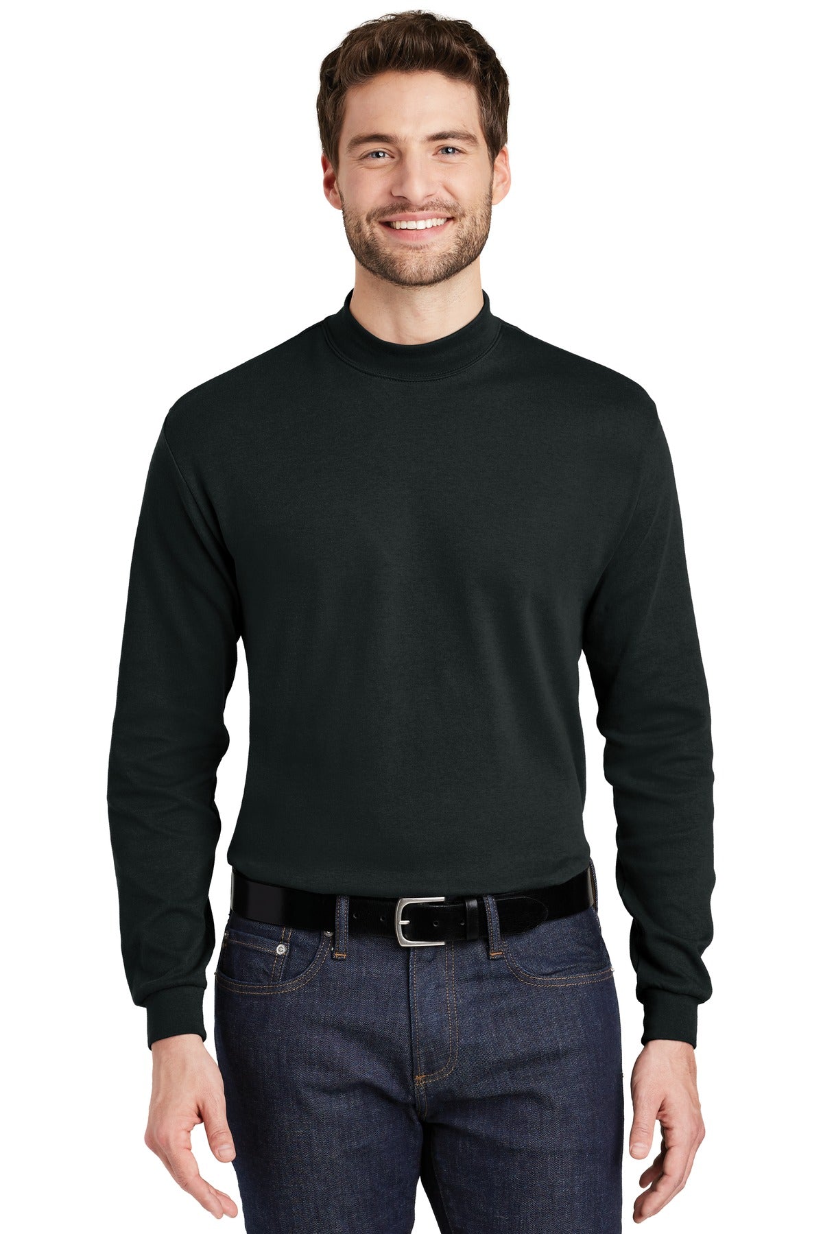 Port Authority Interlock Knit Mock Turtleneck.  K321 in Black