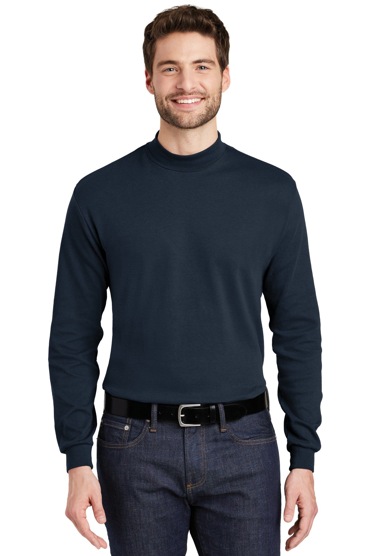 Port Authority Interlock Knit Mock Turtleneck.  K321 in Navy