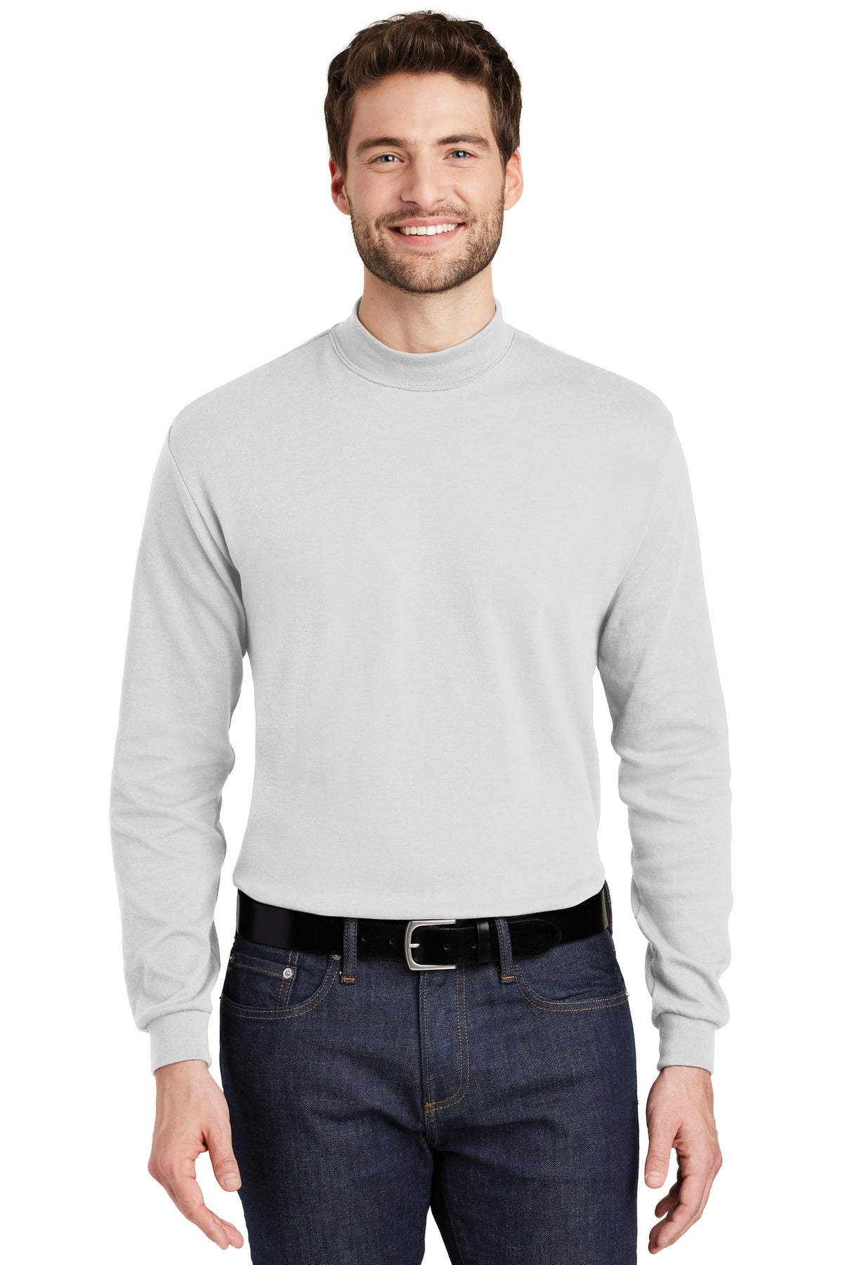 Port Authority Interlock Knit Mock Turtleneck.  K321 in White