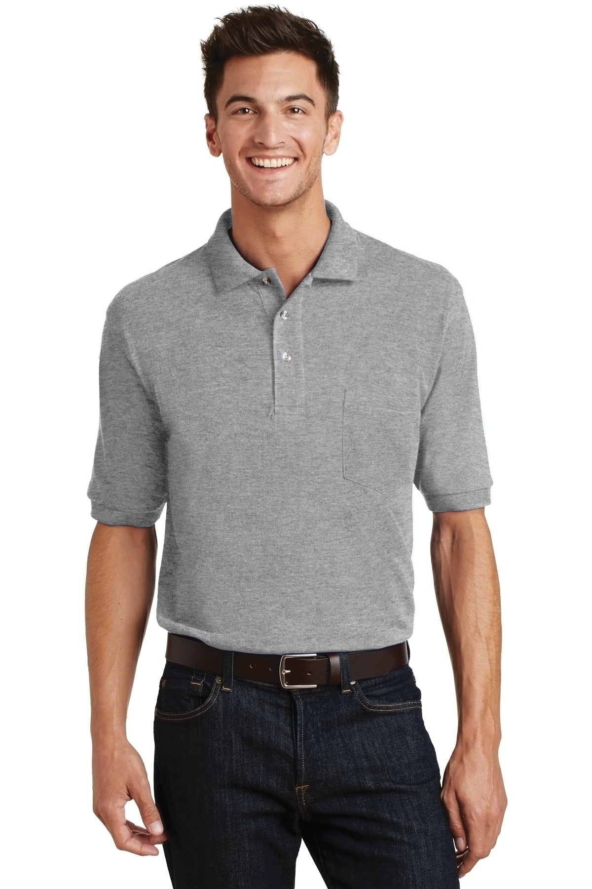 Port Authority Heavyweight Cotton Pique Polo with Pocket.  K420P in Oxford