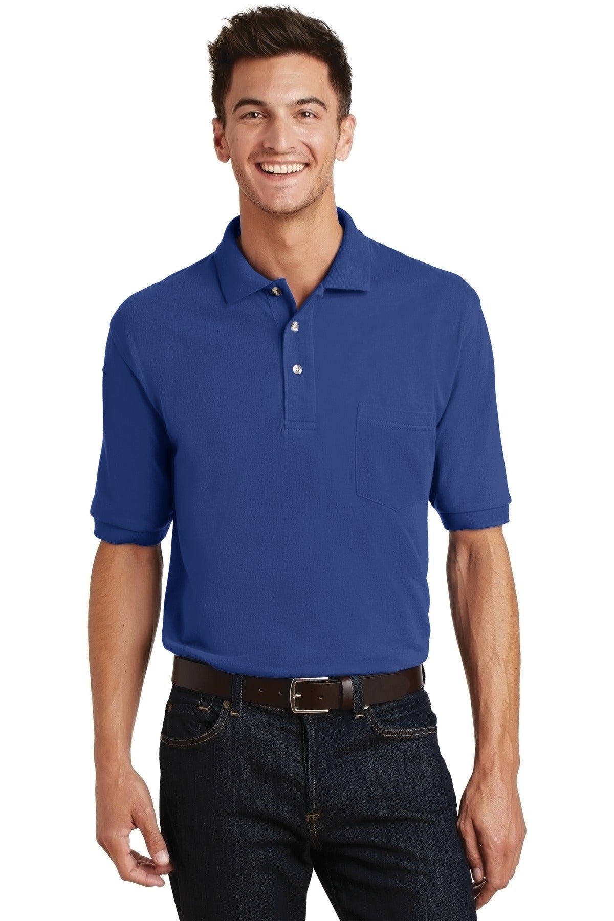 Port Authority Heavyweight Cotton Pique Polo with Pocket.  K420P in Royal