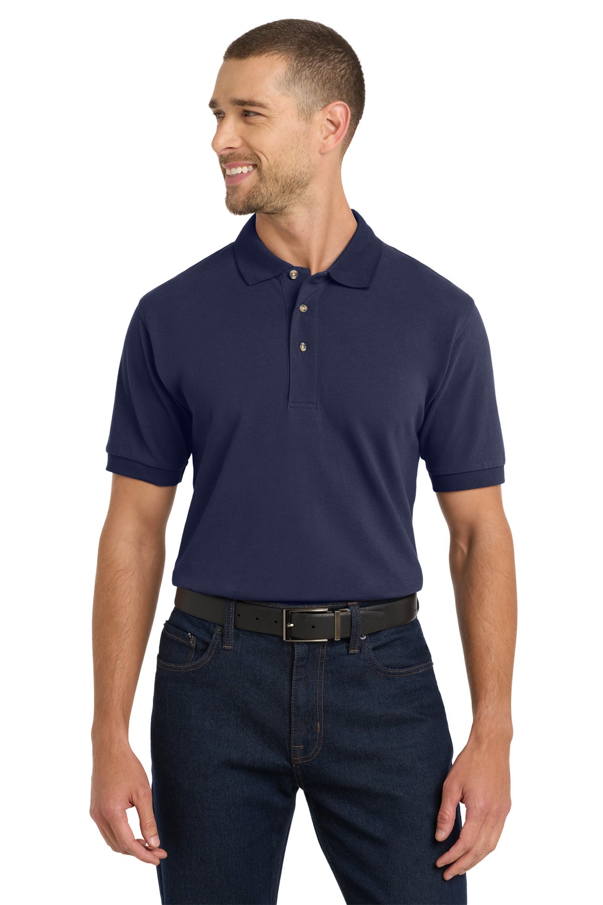 Port Authority Heavyweight Cotton Pique Polo.  K420 in Navy
