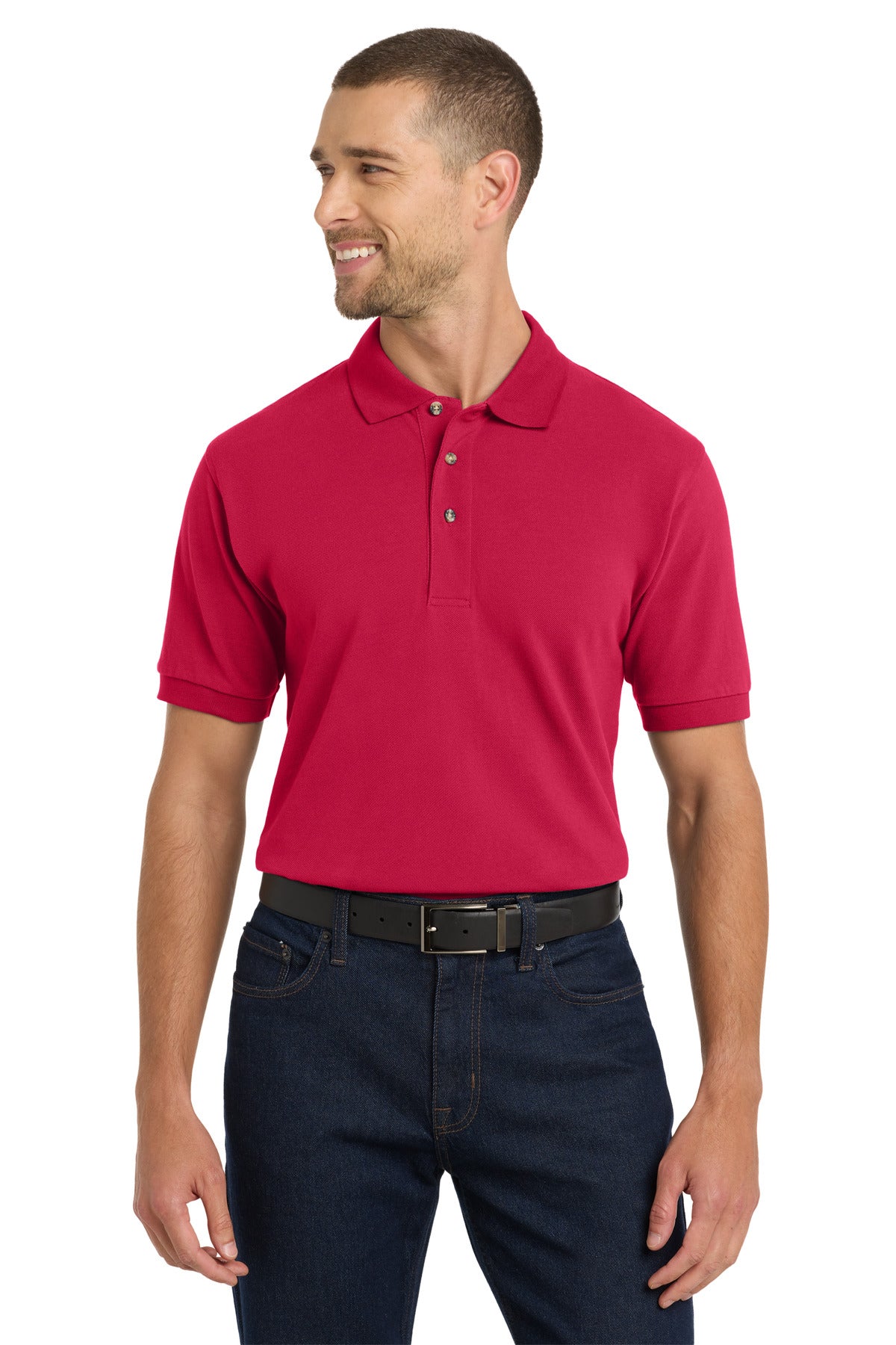 Port Authority Heavyweight Cotton Pique Polo.  K420 in Red